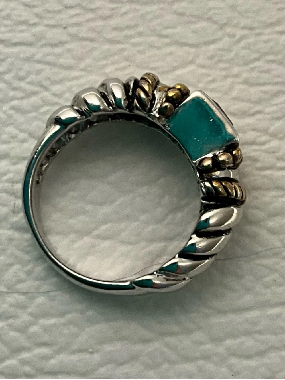 David Yerman, Sterling silver cable gemstone ring size 5.5